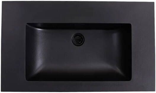 Lambini Designs Lugano wastafel quartz 80cm zonder kraangat zwart mat