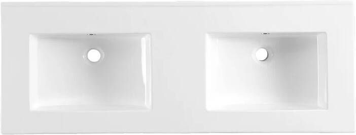 Lambini Designs Pavia wastafel keramiek 120cm dubbel zonder kraangaten wit glans