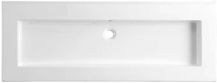 Lambini Designs Pavia wastafel keramiek 120cm enkel zonder kraangaten wit glans