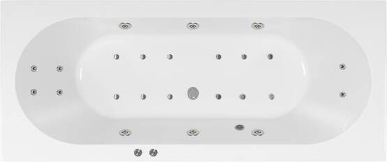 Lambini Designs Round bubbelbad 170x75cm elektronisch 6+4+2 hydrojets en 12 aerojets met LED-verlichting chroom