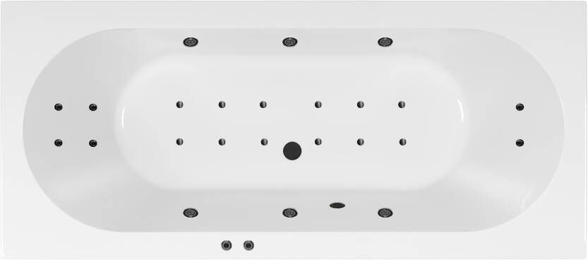 Lambini Designs Round bubbelbad 170x75cm elektronisch 6+4+2 hydrojets en 12 aerojets zwart