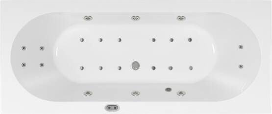 Lambini Designs Round bubbelbad 180x80cm elektronisch 6+4+2 hydrojets en 12 aerojets met bedieningspaneel chroom