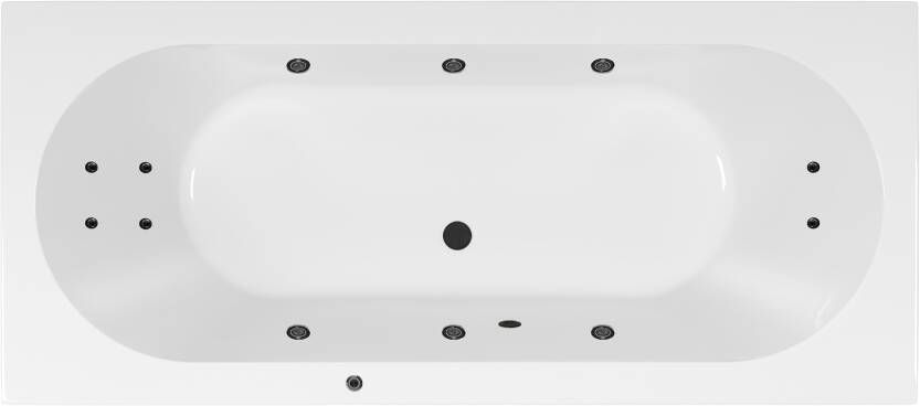Lambini Designs Round bubbelbad 180x80cm elektronisch 6+4+2 hydrojets zwart