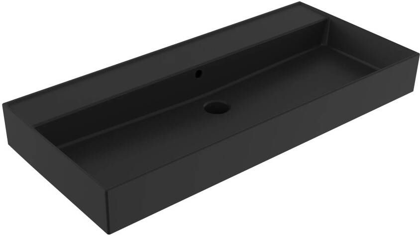 Lambini Designs Valenza wastafel keramiek 100cm zonder kraangat zwart mat