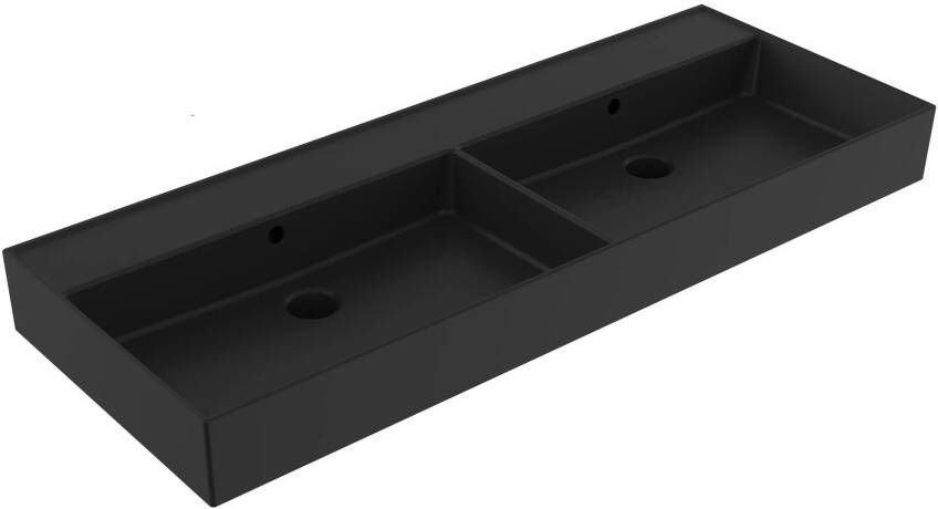 Lambini Designs Valenza wastafel keramiek 120cm dubbel zonder kraangat zwart mat