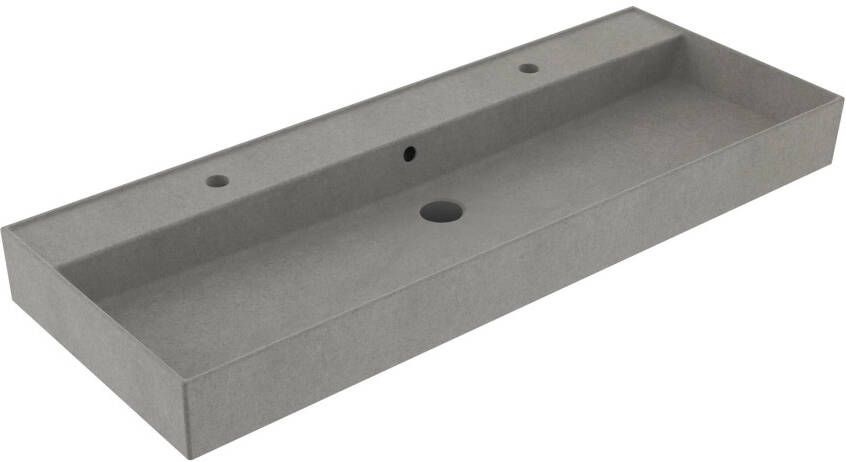Lambini Designs Valenza wastafel keramiek 120cm enkel met 2 kraangaten betonlook