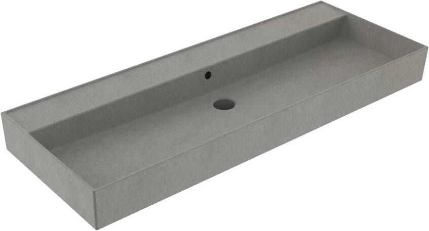 Lambini Designs Valenza wastafel keramiek 120cm enkel zonder kraangat betonlook