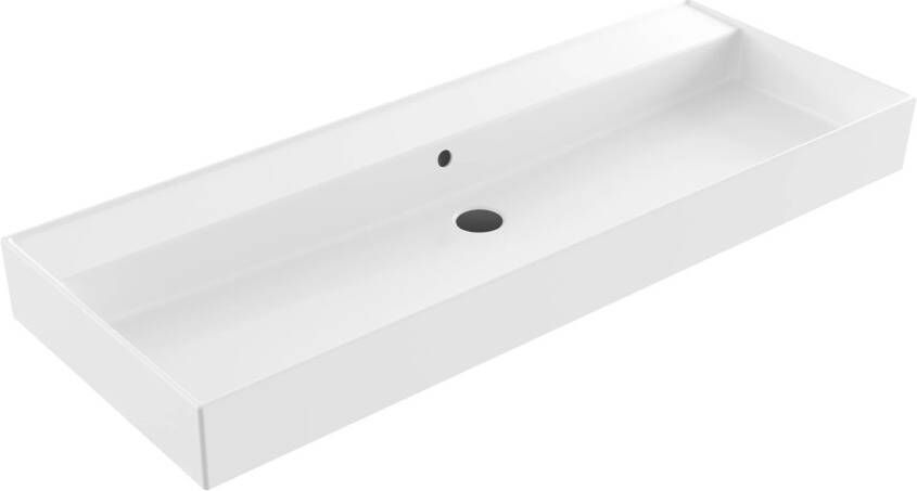 Lambini Designs Valenza wastafel keramiek 120cm enkel zonder kraangat wit glans