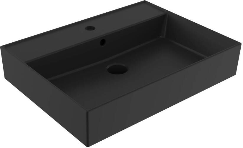 Lambini Designs Valenza wastafel keramiek 60cm met kraangat zwart mat