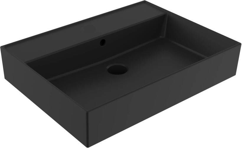 Lambini Designs Valenza wastafel keramiek 60cm zonder kraangat zwart mat