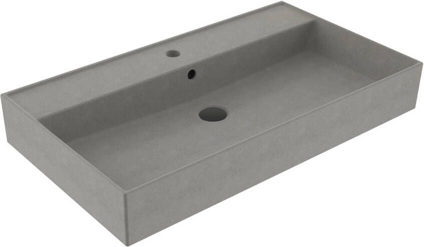 Lambini Designs Valenza wastafel keramiek 80cm met kraangat betonlook