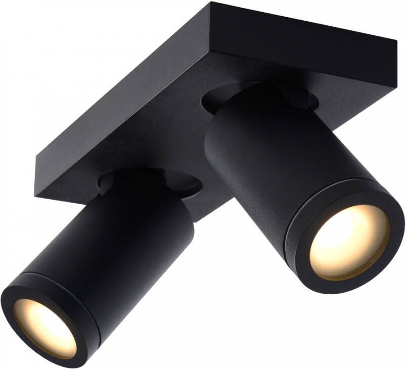 Lucide Taylor Plafondspot Badkamer LED Dim to warm GU10 2x5W 2200K 3000K IP44 Zwart