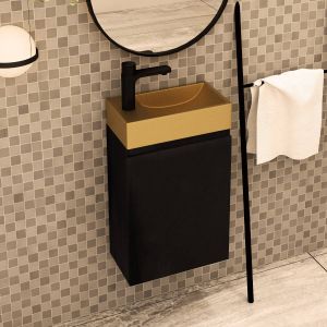 MD Interior Blessed toiletmeubel zwart mangohout rechts met fontein mat goud links