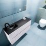Mondiaz ADA Toiletmeubel 100x30x50cm met 1 kraangaten 2 lades cale mat Wastafel Lex links Solid Surface Zwart FK75342308 - Thumbnail 3