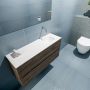 Mondiaz ADA Toiletmeubel 100x30x50cm 0 kraangaten 2 lades dark brown mat wasbak rechts Solid surface Wit FK75342021 - Thumbnail 3