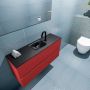 Mondiaz ADA Toiletmeubel 100x30x50cm met 1 kraangaten 2 lades fire mat Wastafel Lex midden Solid Surface Zwart FK75342248 - Thumbnail 3