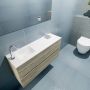 Mondiaz ADA Toiletmeubel 100x30x50cm met 1 kraangaten 2 lades light brown grey mat Wastafel Lex links Solid Surface Wit FK75342047 - Thumbnail 3