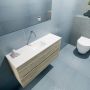 Mondiaz ADA Toiletmeubel 100x30x50cm met 0 kraangaten 2 lades light brown grey mat Wastafel Lex midden Solid Surface Wit FK75342046 - Thumbnail 3