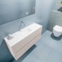 Mondiaz ADA Toiletmeubel 100x30x50cm met 0 kraangaten 2 lades linen mat Wastafel Lex midden Solid Surface Wit FK75341930 - Thumbnail 3