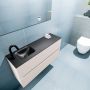 Mondiaz ADA Toiletmeubel 100x30x50cm met 1 kraangaten 2 lades linen mat Wastafel Lex links Solid Surface Zwart FK75342279 - Thumbnail 3