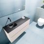 Mondiaz ADA Toiletmeubel 100x30x50cm met 0 kraangaten 2 lades linen mat Wastafel Lex links Solid Surface Zwart FK75342280 - Thumbnail 3