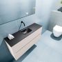Mondiaz ADA Toiletmeubel 100x30x50cm met 0 kraangaten 2 lades linen mat Wastafel Lex midden Solid Surface Zwart FK75342278 - Thumbnail 3