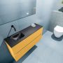 Mondiaz ADA Toiletmeubel 100x30x50cm met 0 kraangaten 2 lades ocher mat Wastafel Lex links Solid Surface Zwart FK75342222 - Thumbnail 3