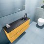 Mondiaz ADA Toiletmeubel 100x30x50cm met 1 kraangaten 2 lades ocher mat Wastafel Lex rechts Solid Surface Zwart FK75342223 - Thumbnail 3