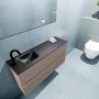 Mondiaz ADA Toiletmeubel 100x30x50cm met 1 kraangaten 2 lades smoke mat Wastafel Lex links Solid Surface Zwart FK75342163 - Thumbnail 3