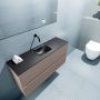 Mondiaz ADA Toiletmeubel 100x30x50cm met 0 kraangaten 2 lades smoke mat Wastafel Lex midden Solid Surface Zwart FK75342162 - Thumbnail 3
