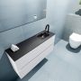 Mondiaz ADA Toiletmeubel 100x30x50cm met 1 kraangaten 2 lades talc mat Wastafel Lex rechts Solid Surface Zwart FK75342078 - Thumbnail 3