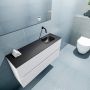 Mondiaz ADA Toiletmeubel 100x30x50cm met 0 kraangaten 2 lades talc mat Wastafel Lex rechts Solid Surface Zwart FK75342079 - Thumbnail 3