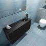 Mondiaz ADA Toiletmeubel 100x30x50cm met 1 kraangaten 2 lades urban mat Wastafel Lex rechts Solid Surface Zwart FK75342107 - Thumbnail 3