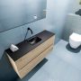 Mondiaz ADA Toiletmeubel 100x30x50cm met 0 kraangaten 2 lades washed oak mat Wastafel Lex midden Solid Surface Zwart FK75342336 - Thumbnail 3