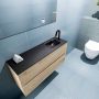 Mondiaz ADA Toiletmeubel 100x30x50cm met 1 kraangaten 2 lades washed oak mat Wastafel Lex rechts Solid Surface Zwart FK75342339 - Thumbnail 3