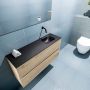 Mondiaz ADA Toiletmeubel 100x30x50cm met 0 kraangaten 2 lades washed oak mat Wastafel Lex rechts Solid Surface Zwart FK75342340 - Thumbnail 3