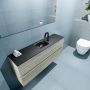 Mondiaz ADA Toiletmeubel 120x30x50cm met 1 kraangaten 2 lades light brown grey mat Wastafel Lex midden Solid Surface Zwart FK75342399 - Thumbnail 3