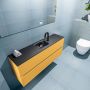 Mondiaz ADA Toiletmeubel 120x30x50cm met 1 kraangaten 2 lades ocher mat Wastafel Lex midden Solid Surface Zwart FK75342225 - Thumbnail 3