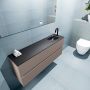 Mondiaz ADA Toiletmeubel 120x30x50cm met 1 kraangaten 2 lades smoke mat Wastafel Lex rechts Solid Surface Zwart FK75342171 - Thumbnail 3