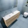 Mondiaz ADA Toiletmeubel 120x30x50cm met 0 kraangaten 2 lades washed oak mat Wastafel Lex links Solid Surface Wit FK75341996 - Thumbnail 3