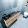 Mondiaz ADA Toiletmeubel 120x30x50cm met 1 kraangaten 2 lades washed oak mat Wastafel Lex links Solid Surface Zwart FK75342343 - Thumbnail 3