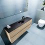 Mondiaz ADA Toiletmeubel 120x30x50cm met 1 kraangaten 2 lades washed oak mat Wastafel Lex midden Solid Surface Zwart FK75342341 - Thumbnail 3