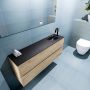 Mondiaz ADA Toiletmeubel 120x30x50cm met 1 kraangaten 2 lades washed oak mat Wastafel Lex rechts Solid Surface Zwart FK75342345 - Thumbnail 3