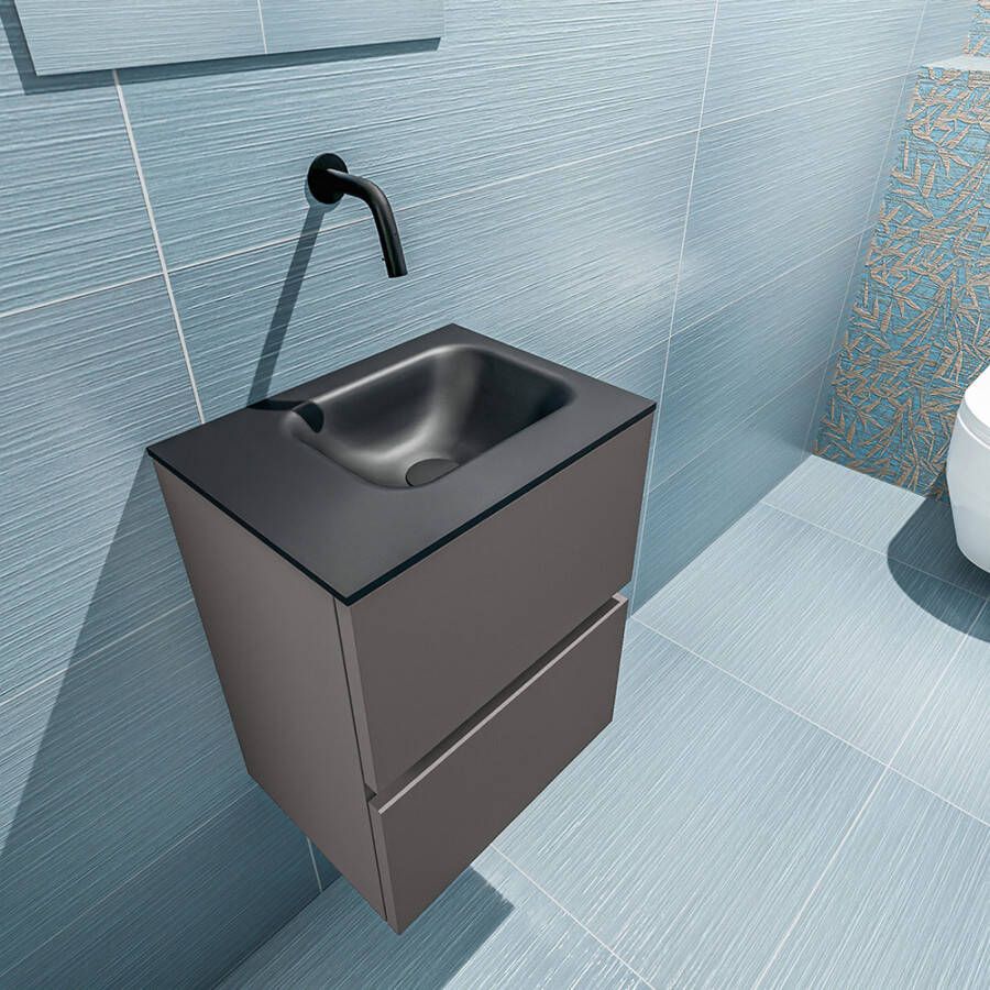 Mondiaz Ada 40cm toiletmeubel dark grey met wastafel urban rechts zonder kraangat