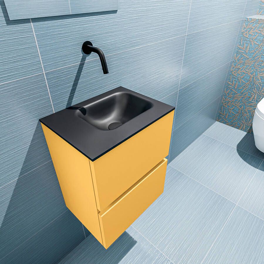 Mondiaz Ada 40cm toiletmeubel ocher met wastafel urban rechts zonder kraangat