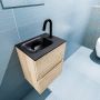 Mondiaz ADA Toiletmeubel 40x30x50cm met 1 kraangaten 2 lades washed oak mat Wastafel Lex links Solid Surface Zwart FK75342319 - Thumbnail 3