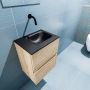 Mondiaz ADA Toiletmeubel 40x30x50cm met 0 kraangaten 2 lades washed oak mat Wastafel Lex rechts Solid Surface Zwart FK75342322 - Thumbnail 3