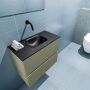 Mondiaz ADA Toiletmeubel 60x30x50cm met 0 kraangaten 2 lades army mat Wastafel Lex midden Solid Surface Zwart FK75342179 - Thumbnail 3