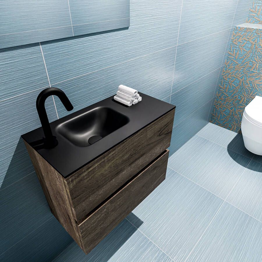 Mondiaz Ada 60cm toiletmeubel dark brown met wastafel urban links 1 kraangat