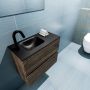 Mondiaz ADA Toiletmeubel 60x30x50cm met 1 kraangaten 2 lades dark brown mat Wastafel Lex links Solid Surface Zwart FK75342354 - Thumbnail 3